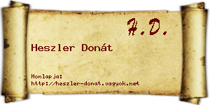 Heszler Donát névjegykártya